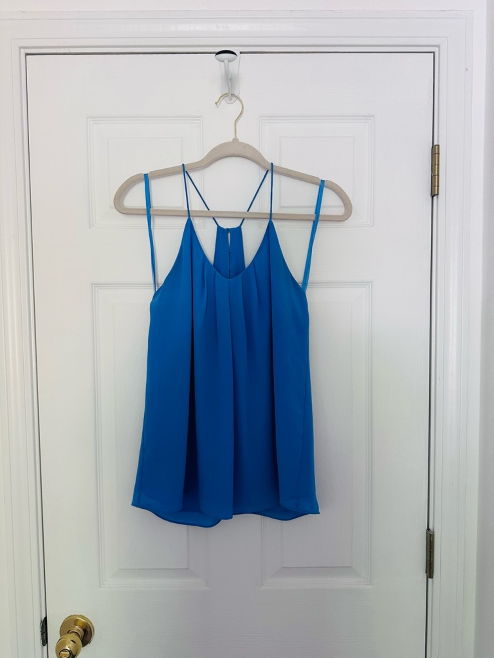 Naked Zebra Electric Blue Pleated Spaghetti-Strap Tank